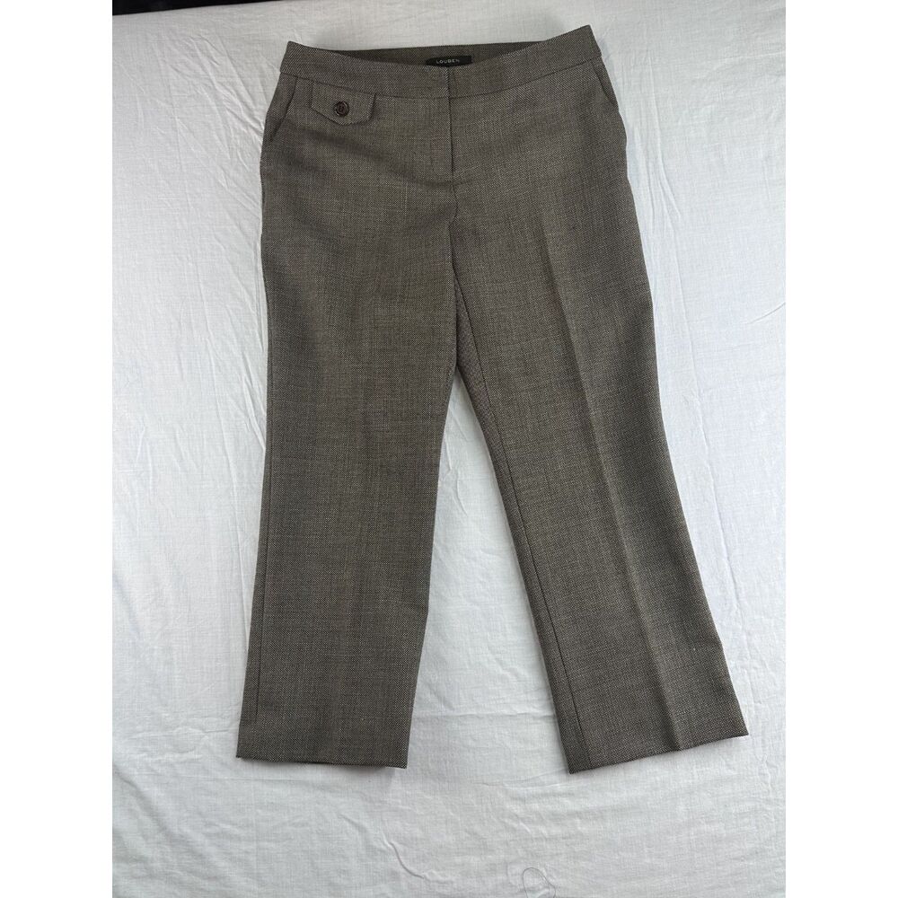 Louben Wool Blend Trousers Tan Tweed Sz 10P Career Pants